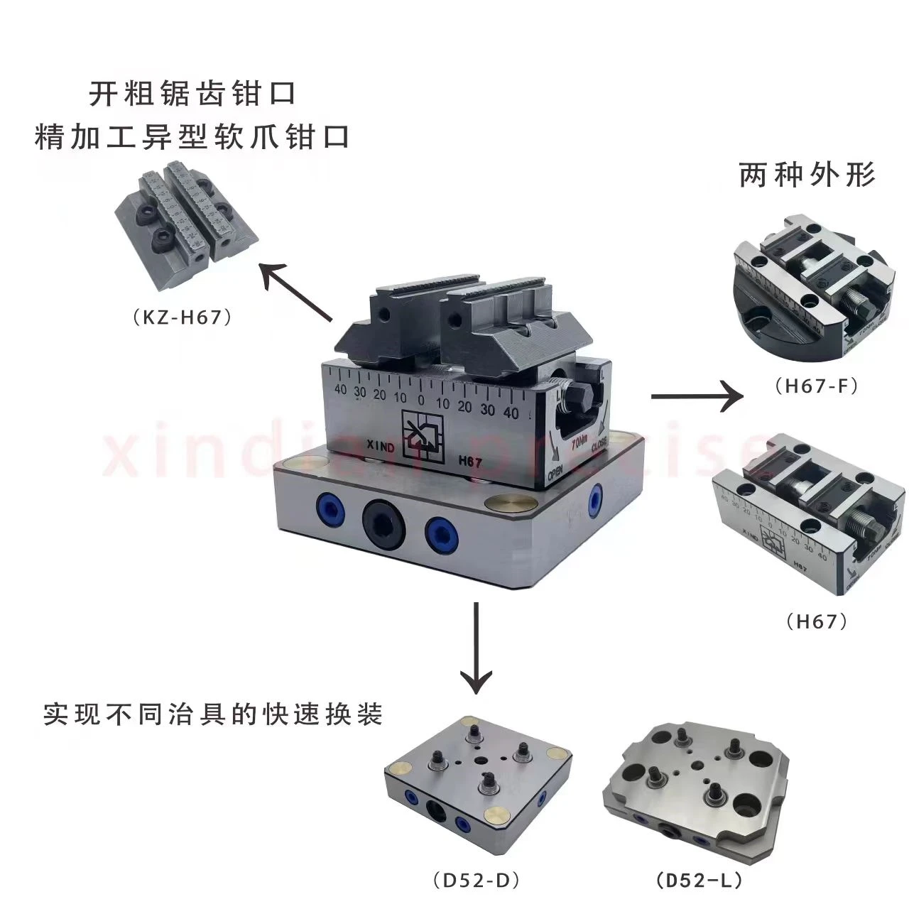 D52-L D52-D D125 D170 Self Centering Vice Connecting Plate Universal D52-L D52-D D125 D170 Self Centering Vice Connecting Plate Universal